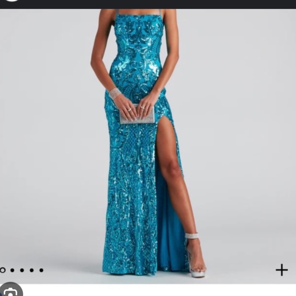 Windsor mermaid sequin turquoise dress